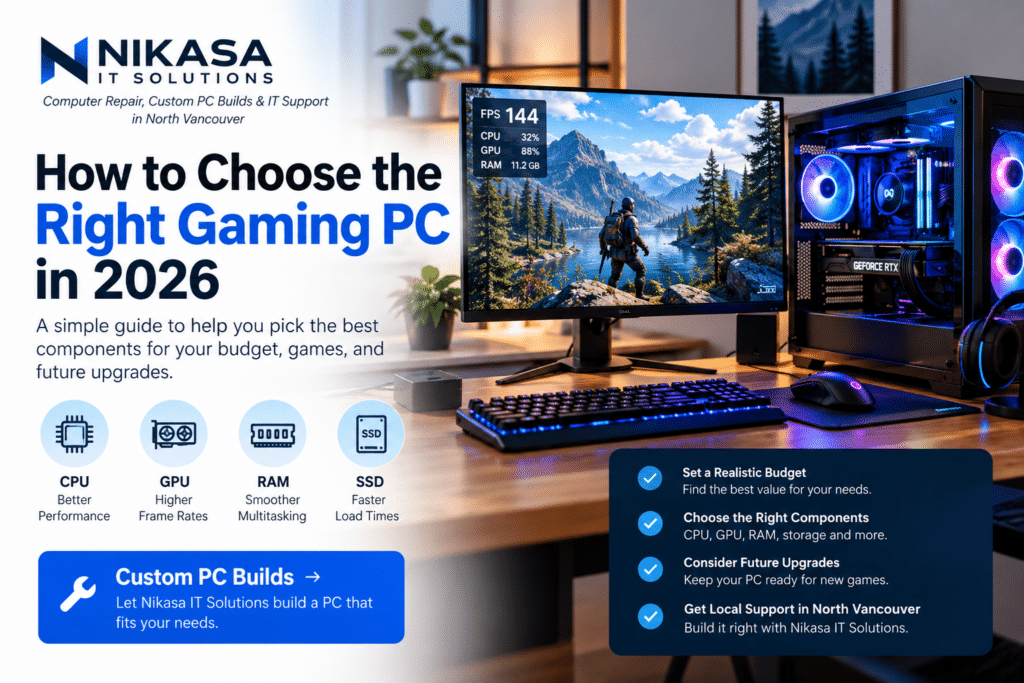 How to choose a gaming PC in 2026 with CPU GPU RAM and SSD considerations